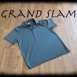 Black & White Strip Grand Slam Slim Fit Golf Polo